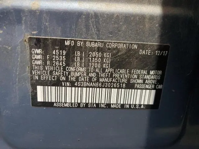 2018 SUBARU LEGACY 2.5I LIMITED  