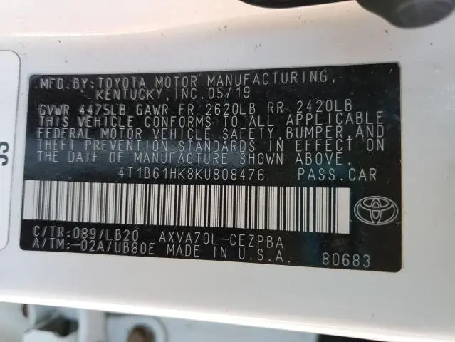 2019 TOYOTA CAMRY XSE  