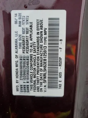 2014 HONDA ODYSSEY EXL  