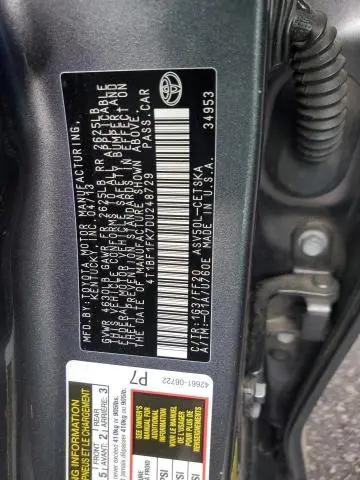 2013 TOYOTA CAMRY L  