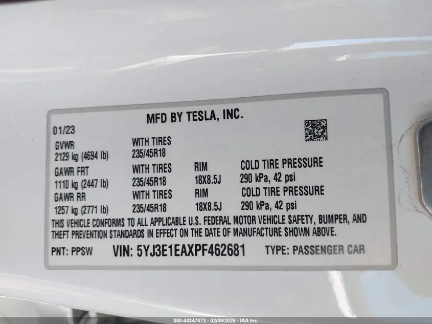 2023 TESLA MODEL 3 REAR-WHEEL DRIVE