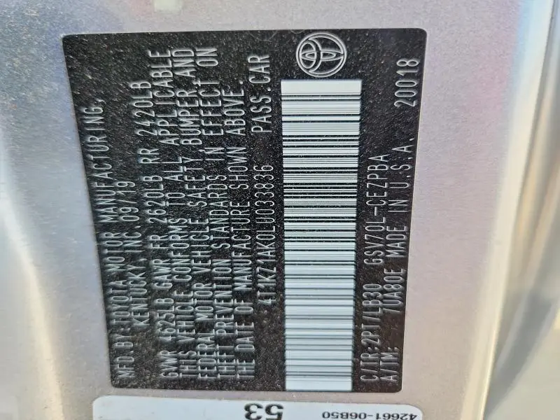 2020 TOYOTA CAMRY XSE V6  