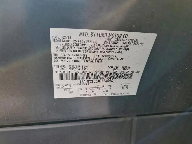 2018 FORD TAURUS SEL  