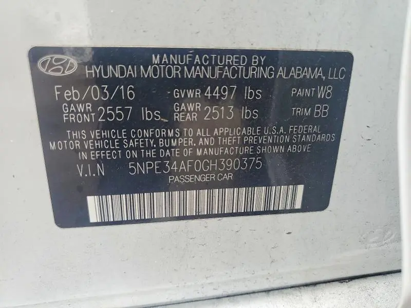 2016 HYUNDAI SONATA SPORT  