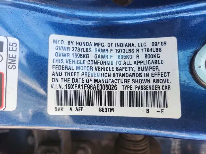 2010 HONDA CIVIC EXL  