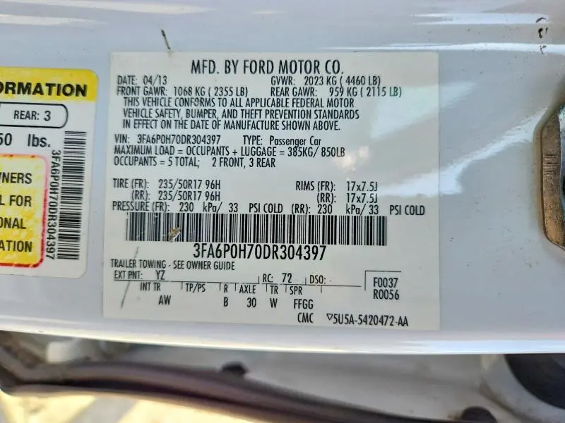 2013 FORD FUSION SE  