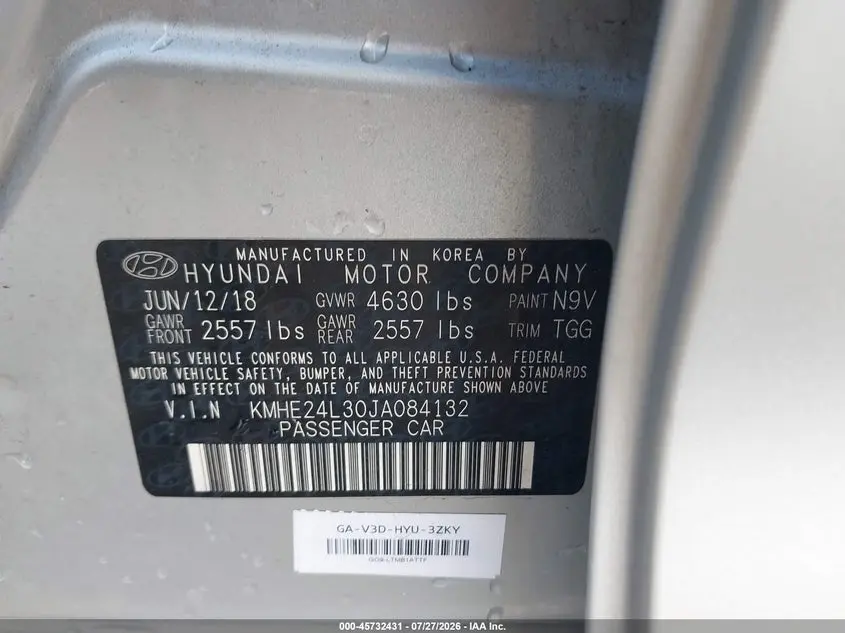 2018 HYUNDAI SONATA HYBRID SE
