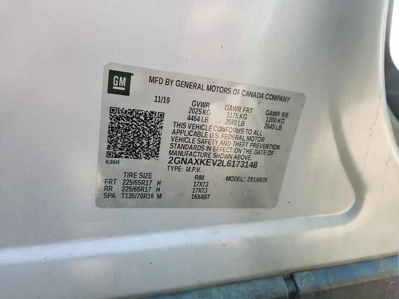 2020 CHEVROLET EQUINOX LT  