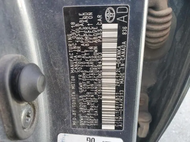 2019 TOYOTA COROLLA L  