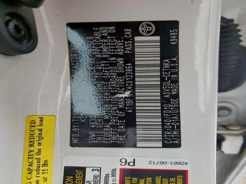 2012 TOYOTA CAMRY BASE  