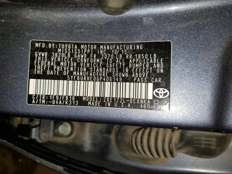 2016 TOYOTA COROLLA LE  