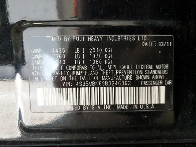 2011 SUBARU LEGACY 2.5I LIMITED