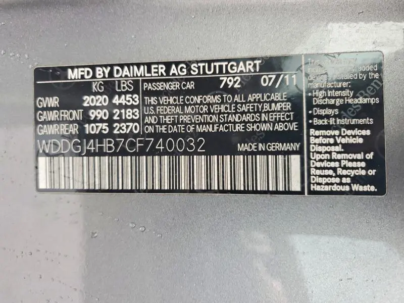 2012 MERCEDES-BENZ C 250  