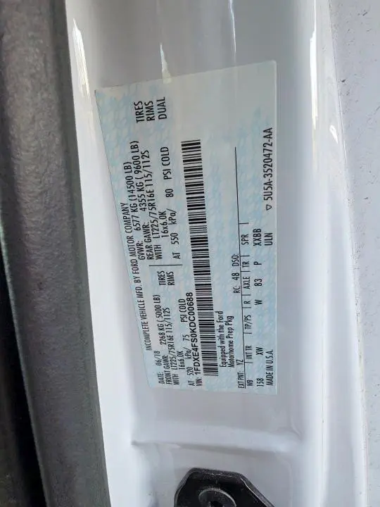 2019 FORD ECONOLINE E450 SUPER DUTY CUTAWAY VAN  