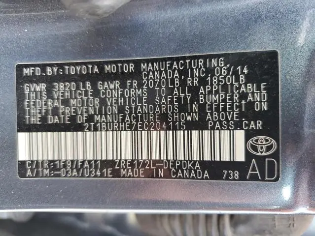 2014 TOYOTA COROLLA L  