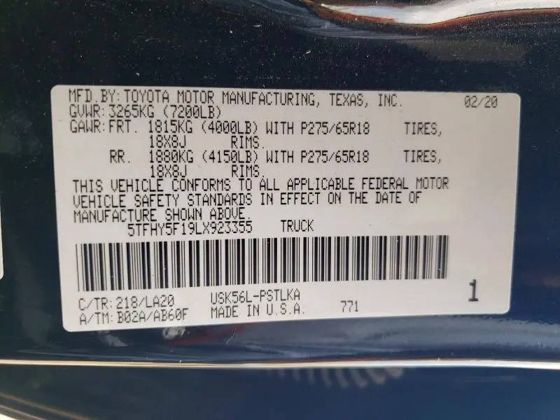 2020 TOYOTA TUNDRA CREWMAX LIMITED  