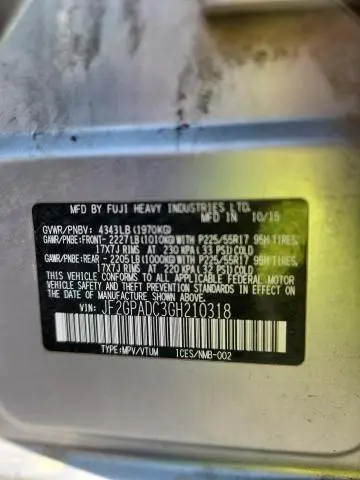 2016 SUBARU CROSSTREK PREMIUM  