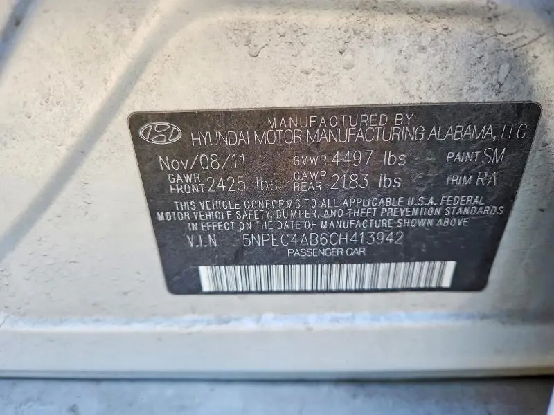 2012 HYUNDAI SONATA SE 2.0T  