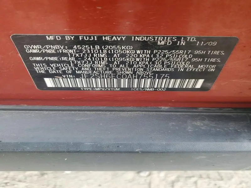 2010 SUBARU FORESTER 2.5XT  