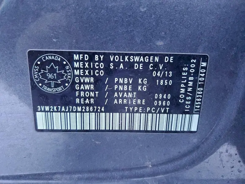 2013 VOLKSWAGEN JETTA BASE  