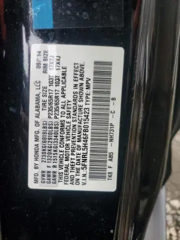 2015 HONDA ODYSSEY EX  