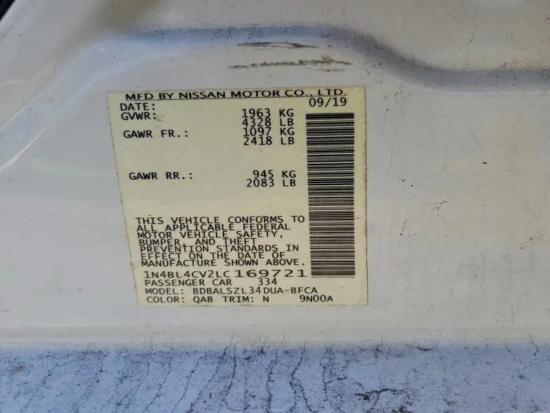 2020 NISSAN ALTIMA SR  