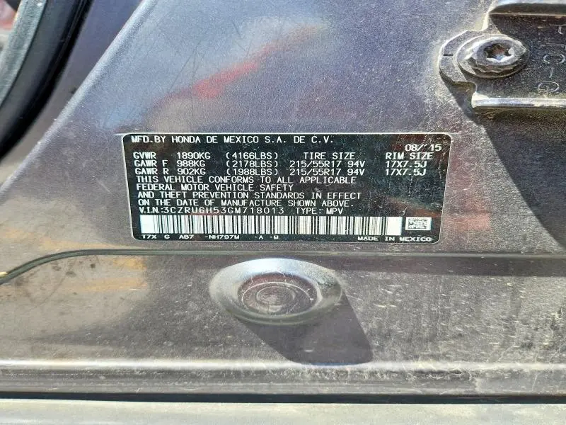 2016 HONDA HR-V EX  