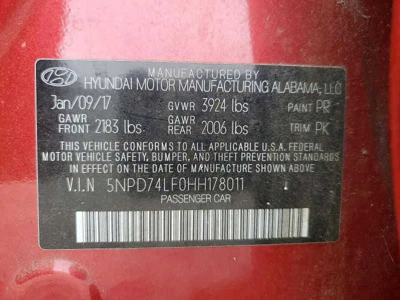 2017 HYUNDAI ELANTRA SE  