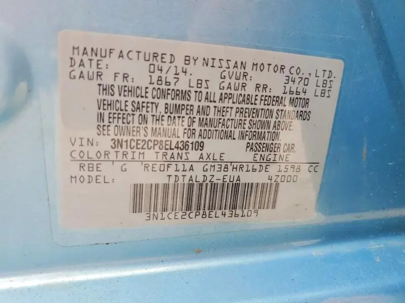 2014 NISSAN VERSA NOTE SV  