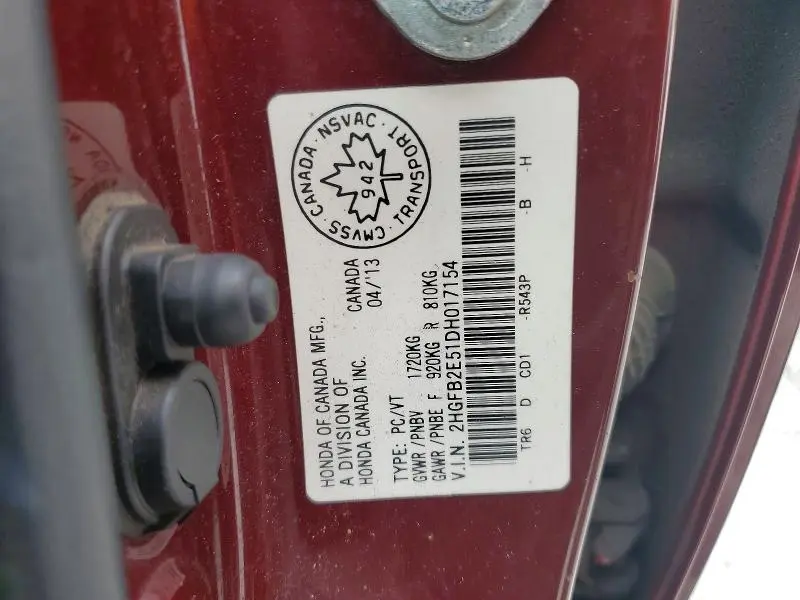 2013 HONDA CIVIC LX  