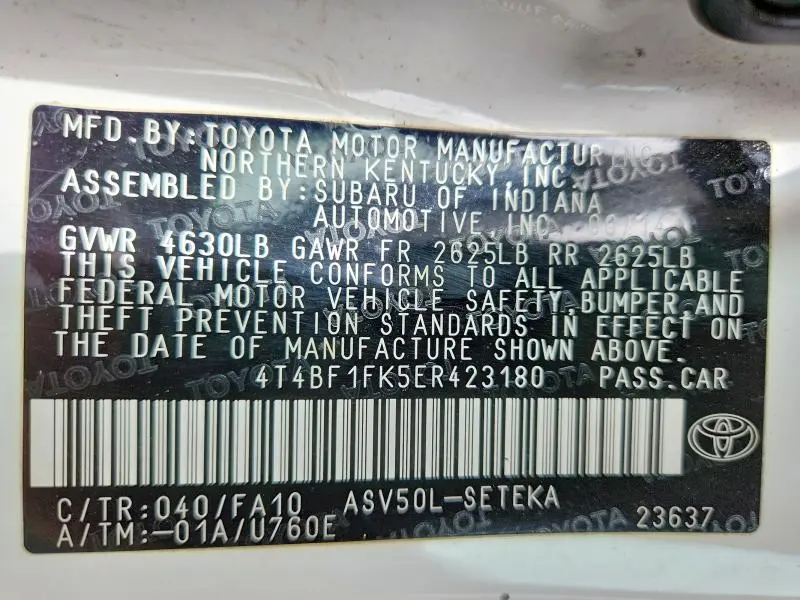 2014 TOYOTA CAMRY L  