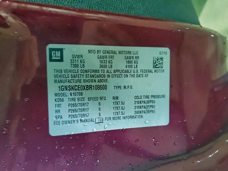 2011 CHEVROLET TAHOE K1500 LTZ  