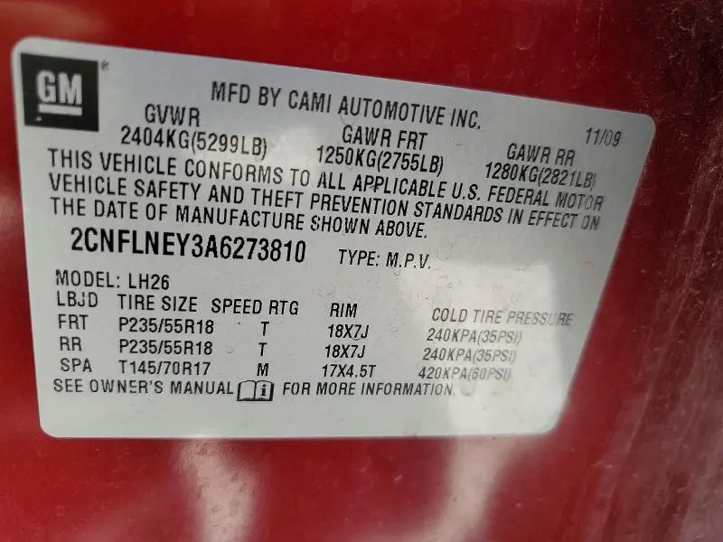 2010 CHEVROLET EQUINOX LT  