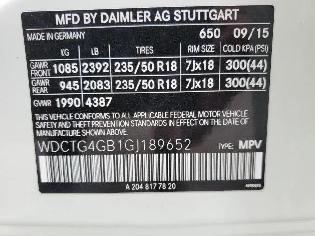 2016 MERCEDES-BENZ GLA 250 4MATIC  