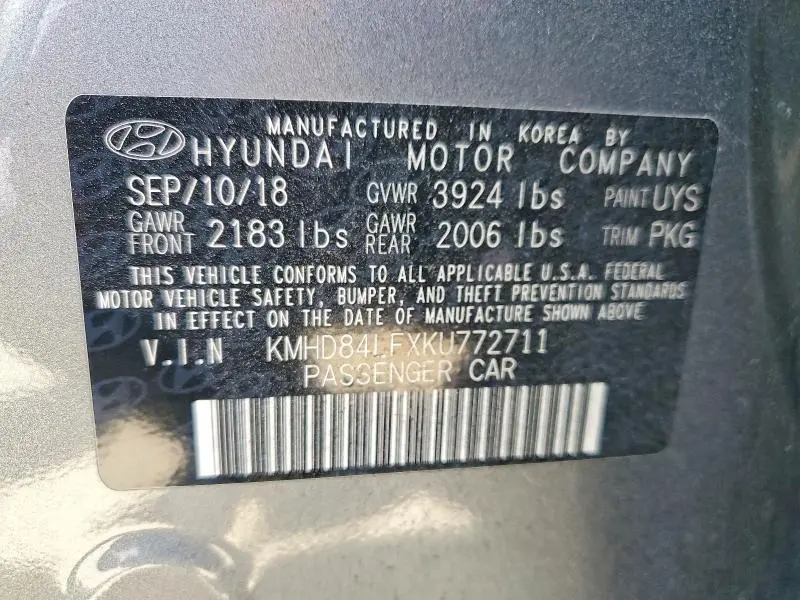 2019 HYUNDAI ELANTRA VALUE EDITION  