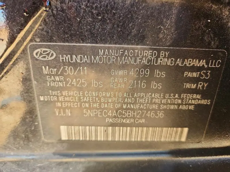 2011 HYUNDAI SONATA LIMITED  