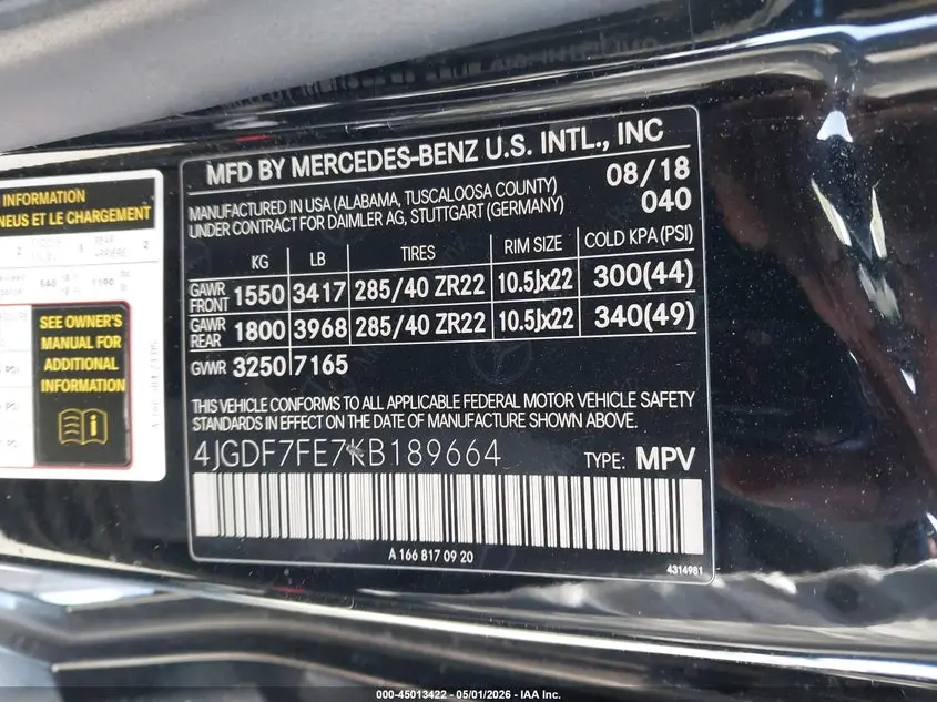2019 MERCEDES-BENZ AMG GLS 63 4MATIC