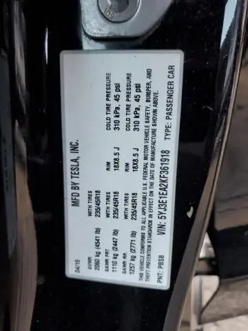 2019 TESLA MODEL 3