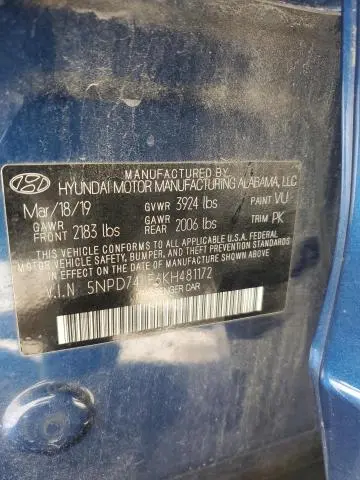 2019 HYUNDAI ELANTRA SE  