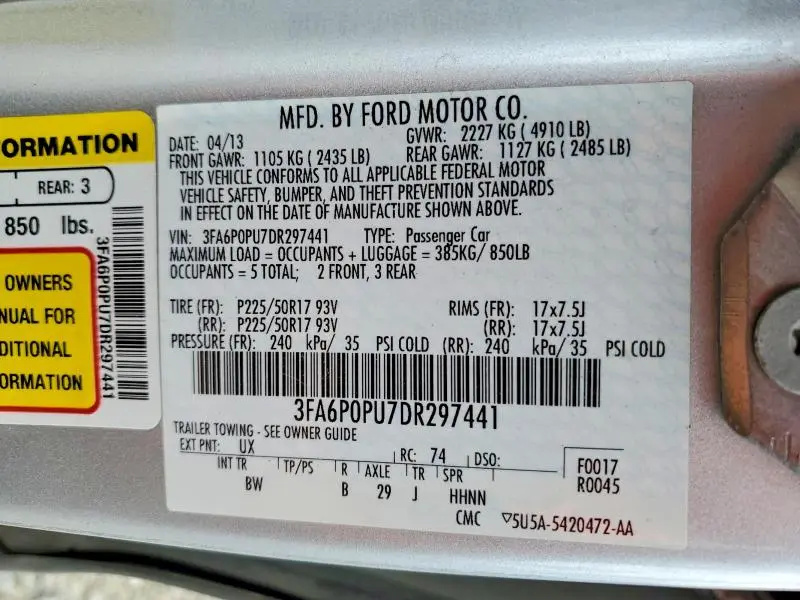 2013 FORD FUSION SE PHEV  