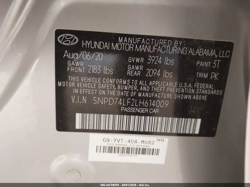 2020 HYUNDAI ELANTRA SE