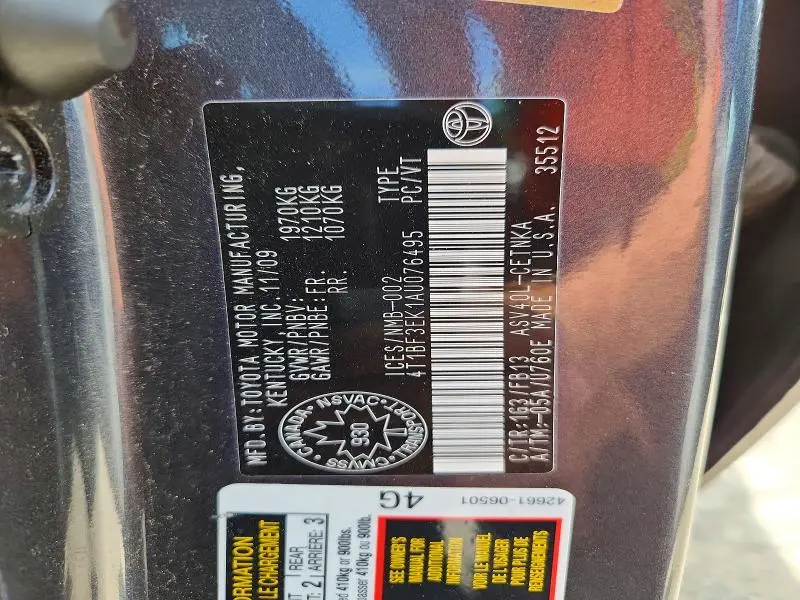 2010 TOYOTA CAMRY BASE  