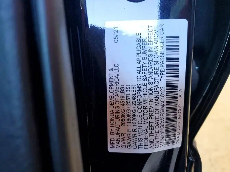 2021 HONDA ACCORD HYBRID EXL  
