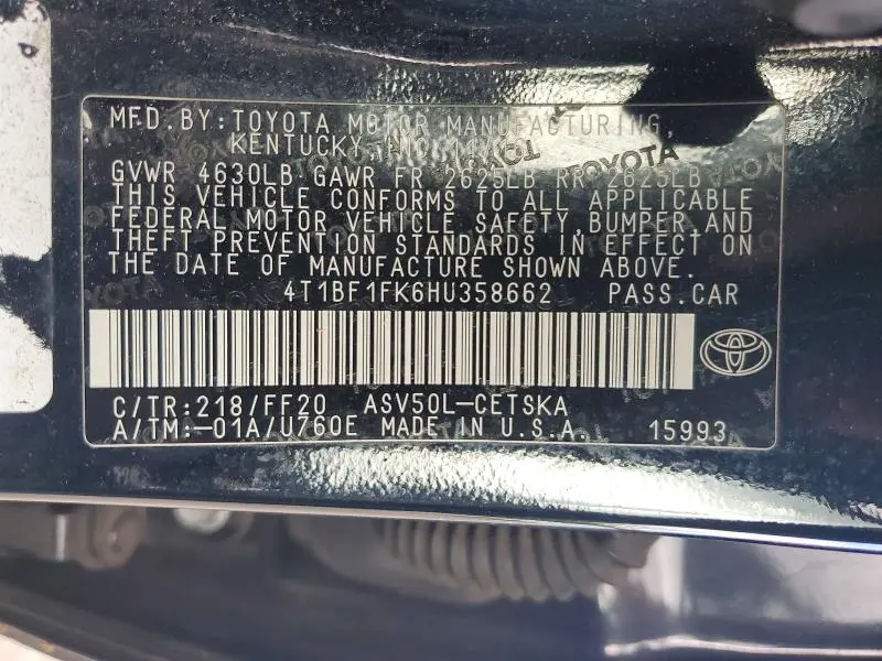 2017 TOYOTA CAMRY SE  