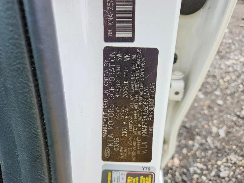 2016 KIA FORTE SX  