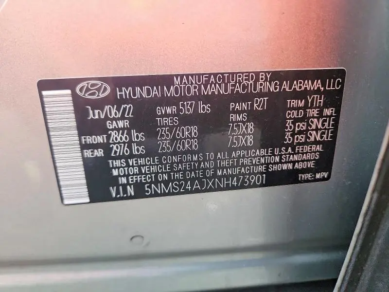 2022 HYUNDAI SANTA FE SEL  