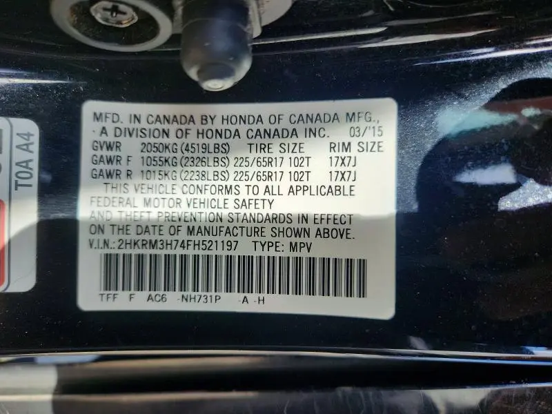 2015 HONDA CR-V EXL  
