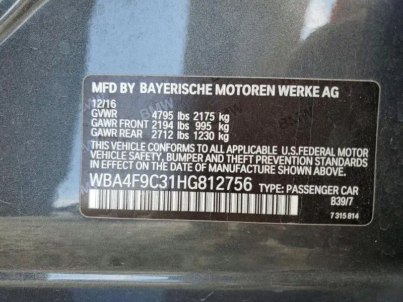 2017 BMW 430XI GRAN COUPE  