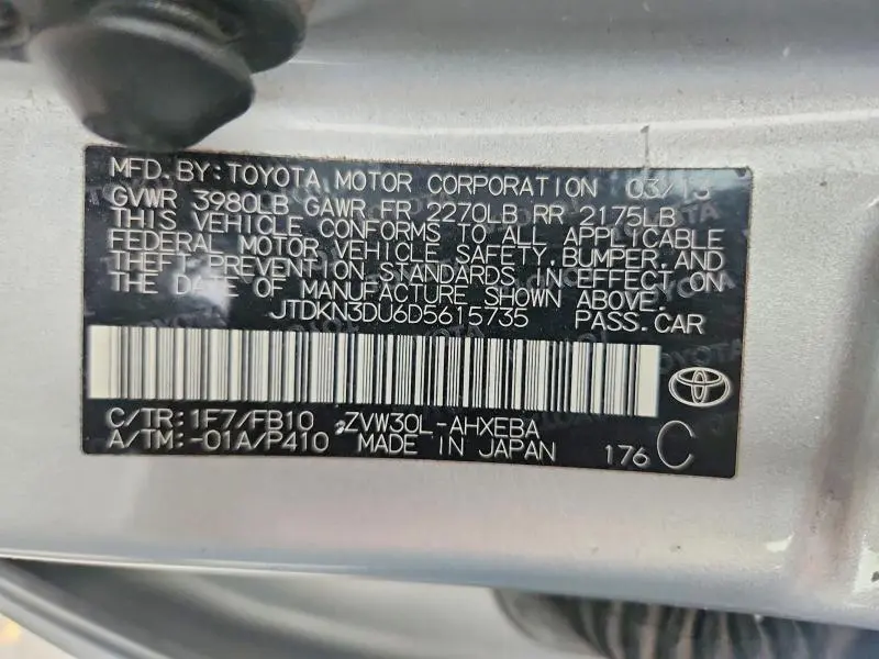 2013 TOYOTA PRIUS TWO  
