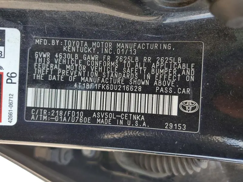 2013 TOYOTA CAMRY LE  